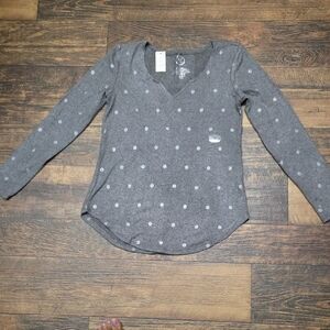 Maurices Gray Polka Dot Long Sleeve Top